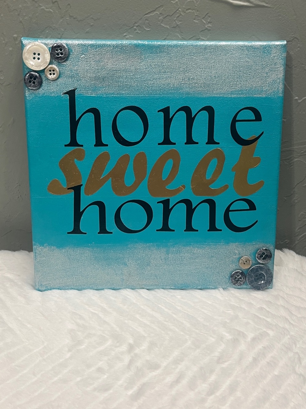Home Sweet Home Wall Art Canvas Teal Gold White Black